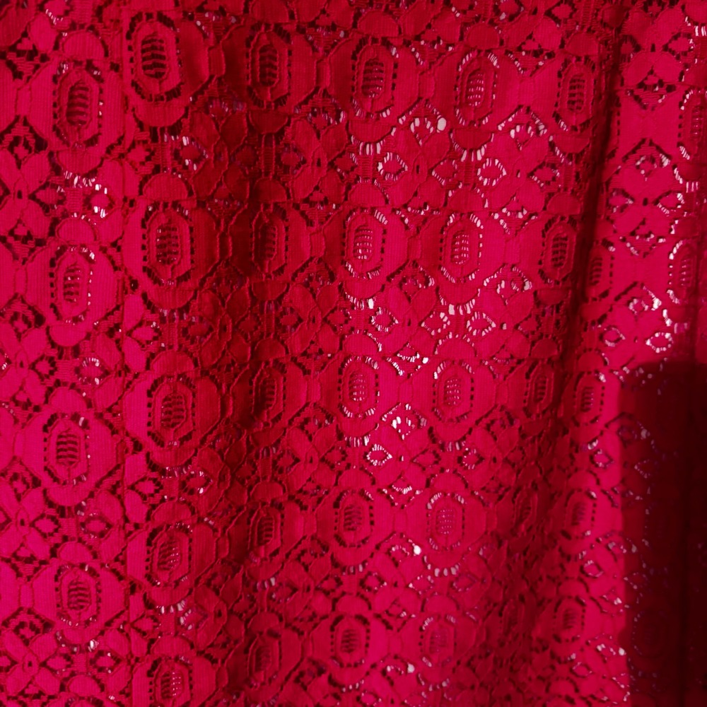 Preston & York Pink Lace Sheath Dress Short Sleeve Scoop Neck Fuchsia Size 10 - Picture 4 of 8